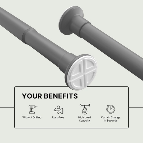 Drążek karnisz teleskopowy do firanek bez wiercenia, 70-120 cm, Ø 25 mm