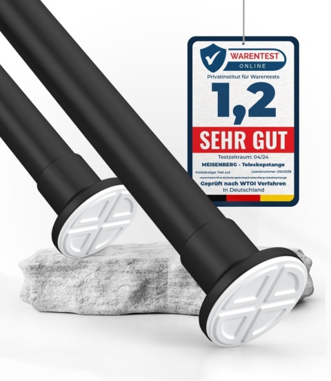 Karnisz rozporowy MEISENBERG 70–120 cm czarny mat bez wiercenia