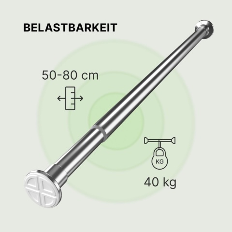 Drazek prysznicowy pręt napinający szyna teleskopowa 50 - 80 cm