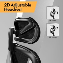 Ergonomiczne Krzesło Biurowe z Podparciem Lędźwiowym 3D HOLLUDLE