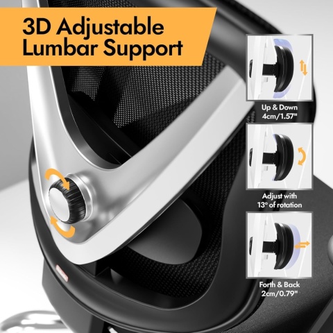 Ergonomiczne Krzesło Biurowe z Podparciem Lędźwiowym 3D HOLLUDLE