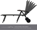 Grand Patio leżak plażowy ogrodowy 2 kółka 6 pozycji aluminiowy czarny