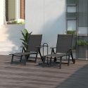 Grand Patio leżak plażowy ogrodowy 2 kółka 6 pozycji aluminiowy czarny
