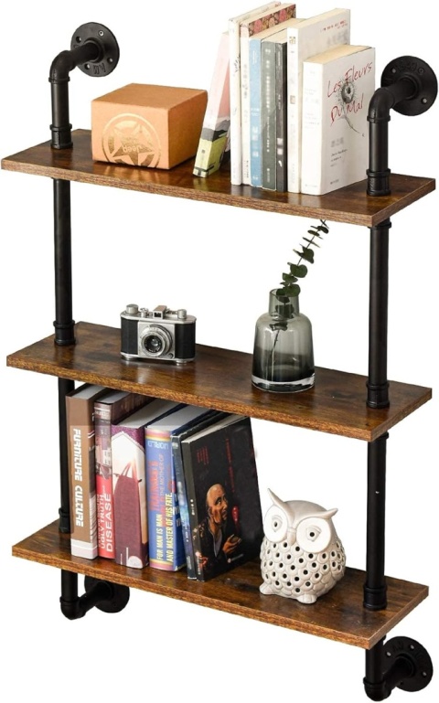 IBUYKE Regał ścienny, regał wiszący, 3 poziomy, półka ścienna na książki.