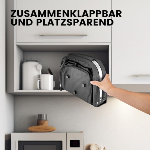 Koszyk na zakupy torba składana wodoodporna 30 L mocny stelaż czarna