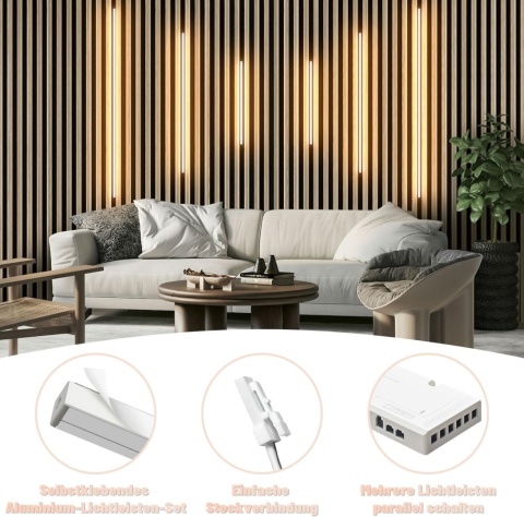 Lichaser Wbudowane diody LED do lameli, 6 sztuk, możliwość ściemniania