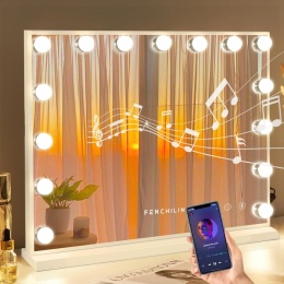 Lustro do makijażu FENCHILIN Bluetooth Hollywood Mirror z sterowaniem dotykowym, 58 x 46 cm