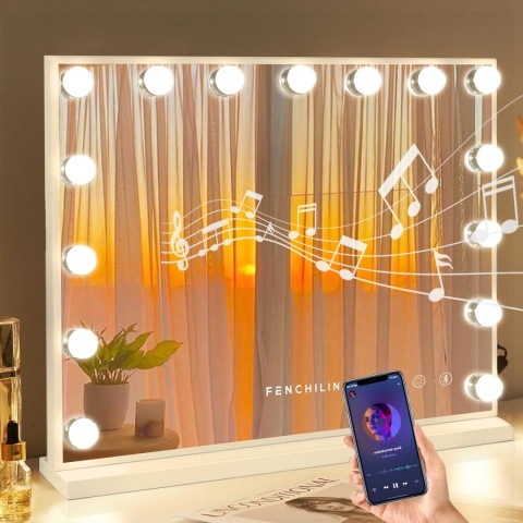Lustro do makijażu FENCHILIN Bluetooth Hollywood Mirror z sterowaniem dotykowym, 58 x 46 cm