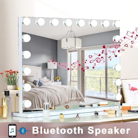 Lustro do makijażu FENCHILIN Bluetooth Hollywood Mirror z sterowaniem dotykowym, 80 x 58 cm