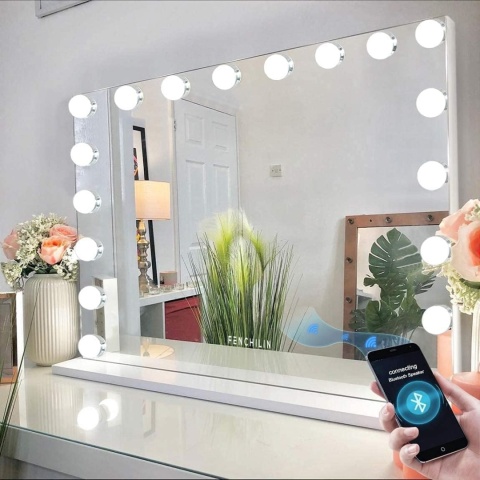 Lustro do makijażu FENCHILIN Bluetooth Hollywood Mirror z sterowaniem dotykowym, 80 x 58 cm