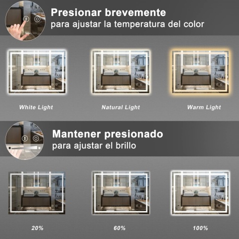 Lustro łazienkowe Dripex z oświetleniem LED, 60 x 80 cm