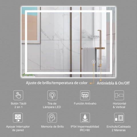 Lustro łazienkowe Dripex z oświetleniem LED, 60 x 80 cm