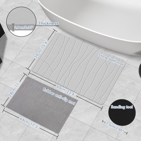 MATA ŁAZIENKOWA SZYBKOSCHNĄCA Z ZIEMI OKRZEMKOWEJ 60 x 39 cm