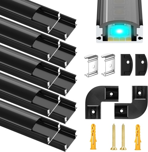 Molfanco Aluminiowy profil LED, 6 x 1 m, z czarną pokrywą