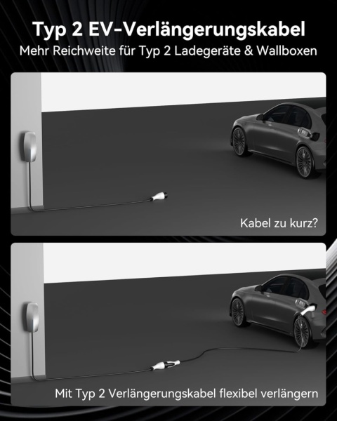 Przedłużacz Ładowarki EV Typ 2 (32A, 22kW, 8m, 3-fazowy) – do elektrycznych