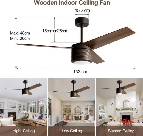 Reiga wentylator sufitowy 132 cm LED pilot ściemnianie dwustronny silnik DC