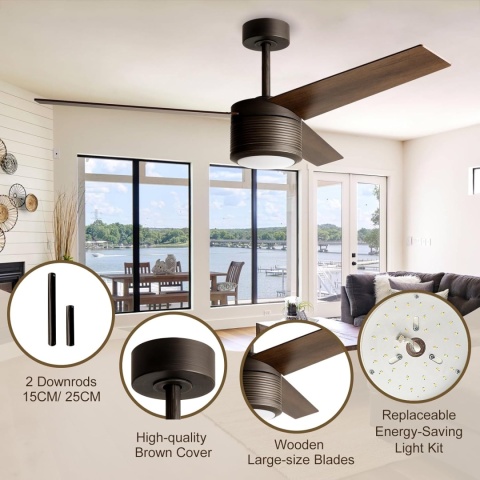 Reiga wentylator sufitowy 132 cm LED pilot ściemnianie dwustronny silnik DC