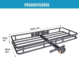 Tylny bagażnik na hak holowniczy 120 x 61 x 15 cm do150 kg