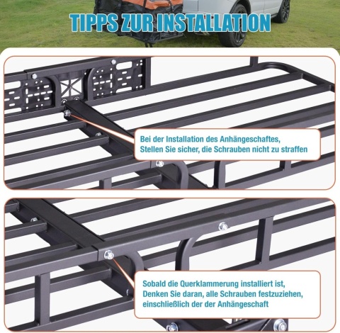 Tylny bagażnik na hak holowniczy 120 x 61 x 15 cm do150 kg