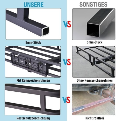 Tylny bagażnik na hak holowniczy 120 x 61 x 15 cm do150 kg