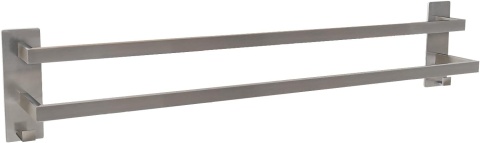 Wieszak na ręczniki dla gości bez wiercenia, podwójny 80 cm, z haczykiem, stal nierdzewna