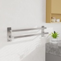 Wieszak na ręczniki dla gości bez wiercenia, podwójny 80 cm, z haczykiem, stal nierdzewna