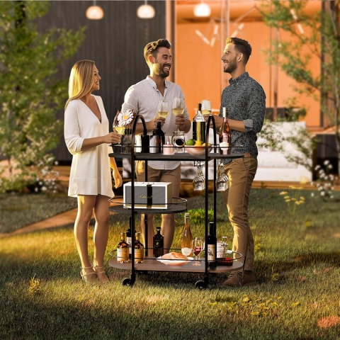 Wózek kuchenny z blatem roboczym, szafką, półkami regał na wino