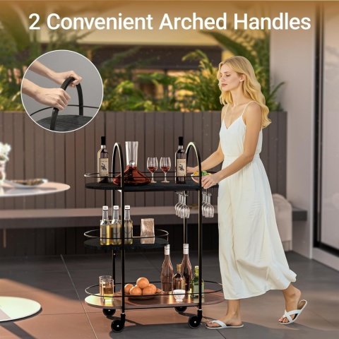 Wózek kuchenny z blatem roboczym, szafką, półkami regał na wino