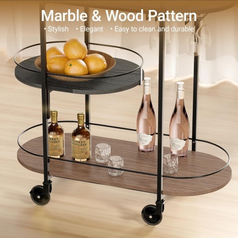 Wózek kuchenny z blatem roboczym, szafką, półkami regał na wino