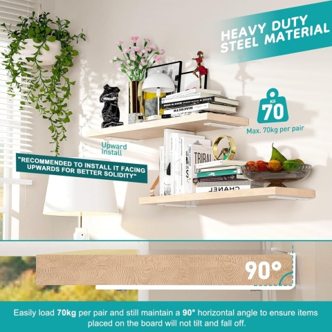 Yeabett Zestaw 6 wsporników półek 30 cm LOFT uchwyt półki, podpórka