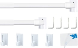 2 sztuki przyklejanych karniszy do firanek 50-85 CM bialy