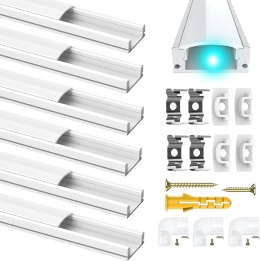 6sztuk listwy aluminiowe LED 1 metr U-profil aluminiowy zestaw