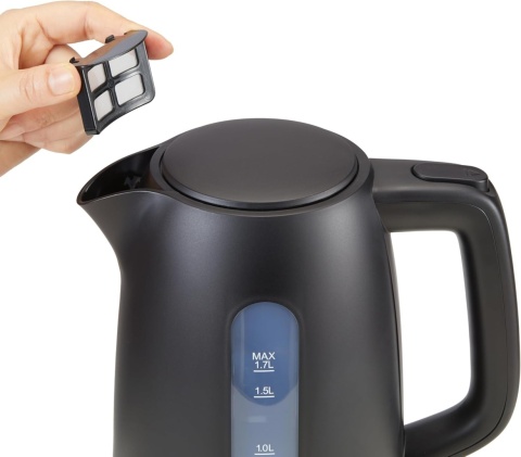 Amazon Basics Czajnik elektryczny 1,7 l, 2200 W, nie zawiera BPA, podstawa 360