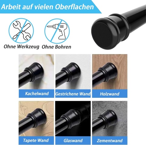 Drążek Karnisz do zasłony prysznicowej do okna Bez wiercenia 350-405 cm