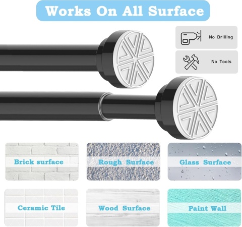 Drążek do zasłony prysznicowej, ze stali nierdzewnej, wysuwany, 90-160 cm, 2 sztuki