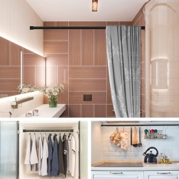 Drążek bez wiercenia, drążek teleskopowy do szafy, łazienki do 200 cm czarny