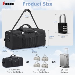 Duża Torba Podróżna / plecak 3 W 1 Z Kółkami SUCIKORIO 78x36x30cm