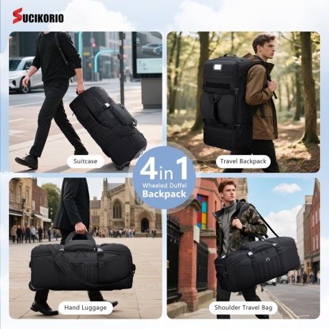 Duża Torba Podróżna / plecak 3 W 1 Z Kółkami SUCIKORIO 78x36x30cm