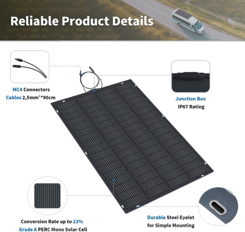 Elastyczny moduł solarny 210 W, monokrystaliczny moduł solarny, moduł fotowoltaiczny,