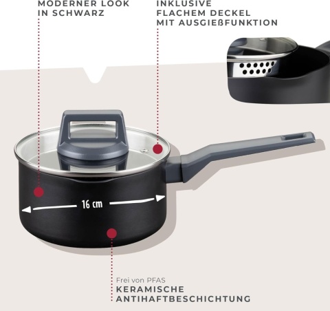 Fackelmann Garnek do gotowania 16 cm z trzonkiem