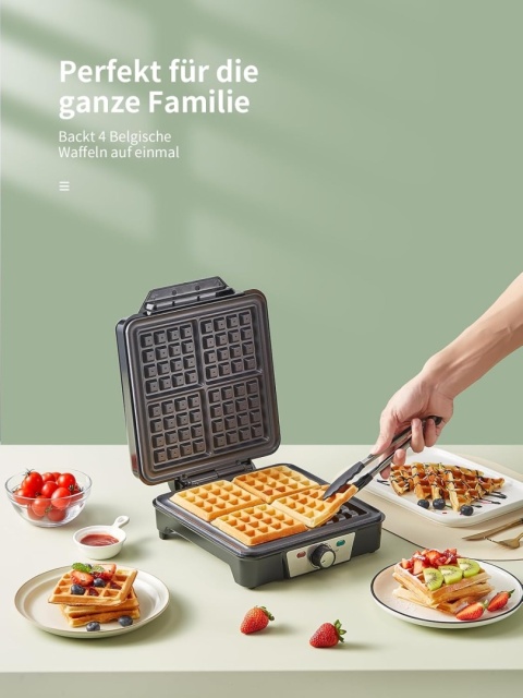 Gofrownica do 4 gofrów belgijskich, 1200 W regulacja temperatuty