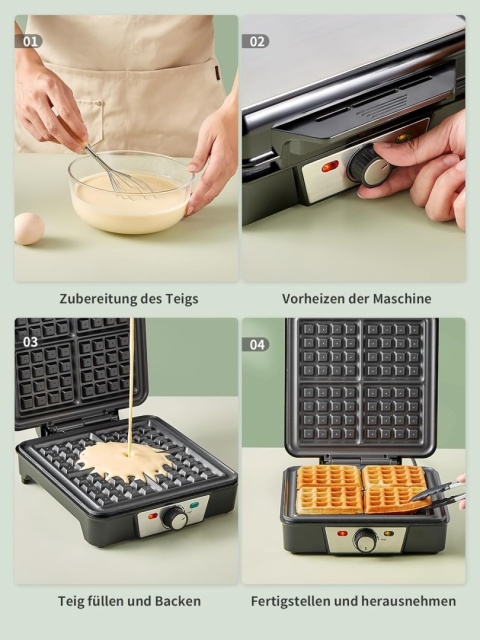 Gofrownica do 4 gofrów belgijskich, 1200 W regulacja temperatuty