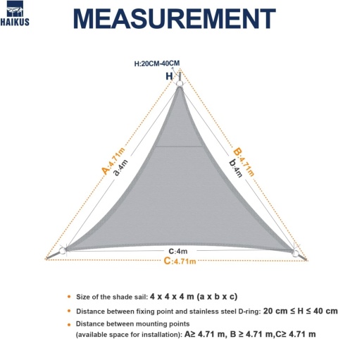HAIKUS Żagiel przeciwsłoneczny 4 x 4 x 4 m