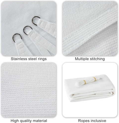 HAIKUS Żagiel przeciwsłoneczny wodoodporny UV 98% bialy 5m x 5m x 7.1m