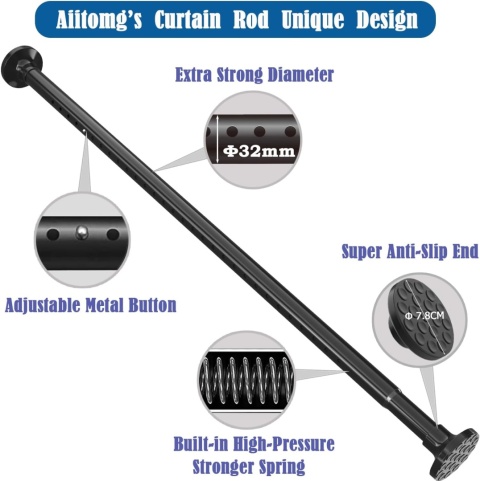 Karnisz Drążek prysznicowy rozporowy 90-140 cm x 32 mm biały