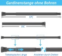 Karnisz do zasłony prysznicowej, bez wiercenia, drążek teleskopowy do 260 cm