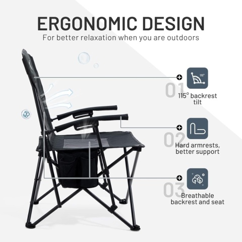 Krzesło kempingowe TIMBER RIDGE składane udźwig 150 kg