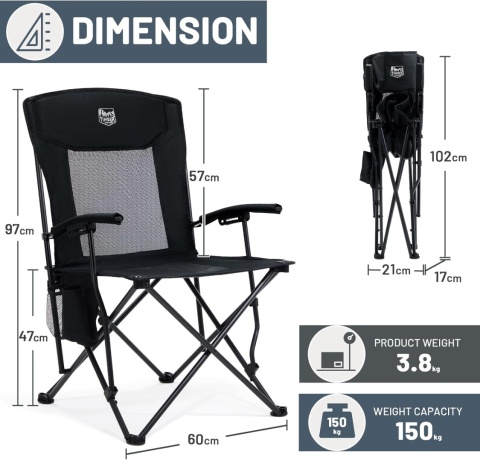 Krzesło kempingowe TIMBER RIDGE składane udźwig 150 kg