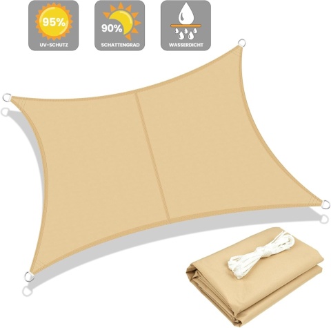 LOVE STORY Żagiel przeciwsłoneczny, wodoszczelny, 2 x 2 m, prostokątny,