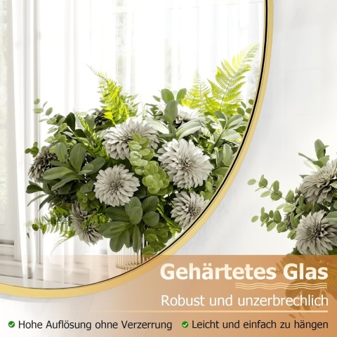 LUSTRO W RAMIE ZŁOTE OKRĄGŁE ŁAZIENKOWE 70 CM LOFT Koonmi